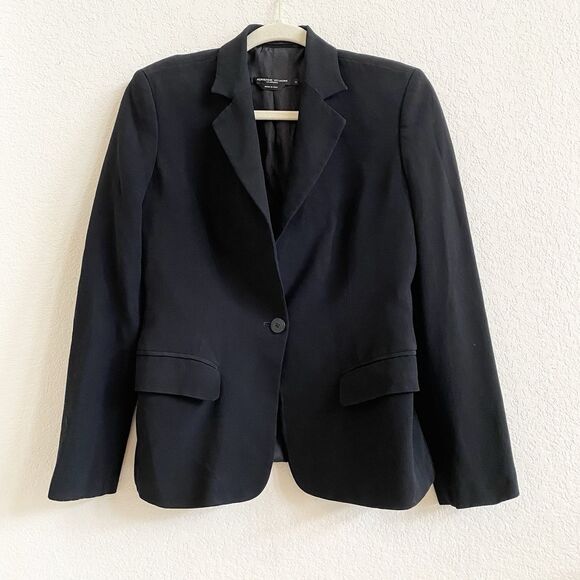 Adrienne Vittadini Womens Blazer Size 8 Black Structured Career Made Italy Lined - Picture 1 of 12